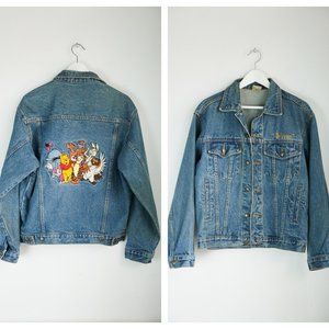 Vintage Disney Winnie the Pooh Cartoon Embroidered Denim Jacket